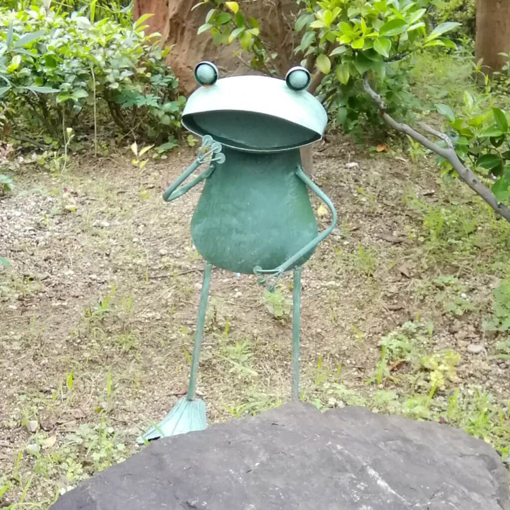 庭のカエル像1